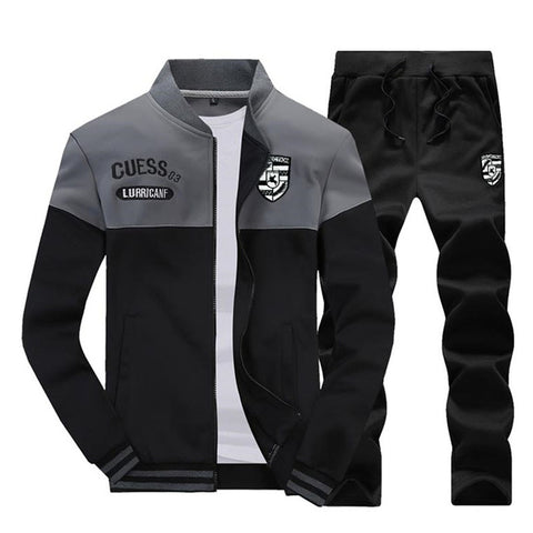 Image of 2019 spring suit men's new sportswear autumn suit clothing sportswear men's zipper sweatshirt + sports pants men's sports suit