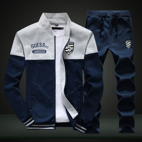 Image of 2019 spring suit men's new sportswear autumn suit clothing sportswear men's zipper sweatshirt + sports pants men's sports suit