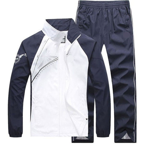Image of New Men's Set Spring Autumn Men Sportswear 2 Piece Set Sporting Suit Jacket+Pant Sweatsuit Male Clothing Tracksuit Size 5XL