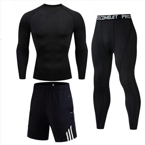 Image of High Quality Compression Men's Sport Suits Quick Dry Running sets Clothes Sports Joggers Training Gym Fitness Tracksuits men