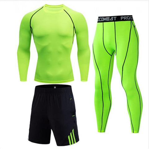 Image of High Quality Compression Men's Sport Suits Quick Dry Running sets Clothes Sports Joggers Training Gym Fitness Tracksuits men