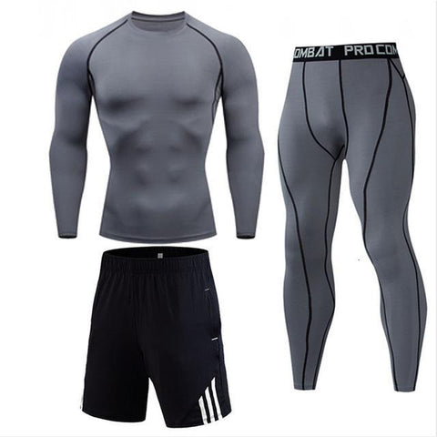 Image of High Quality Compression Men's Sport Suits Quick Dry Running sets Clothes Sports Joggers Training Gym Fitness Tracksuits men