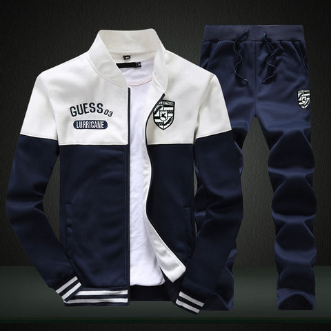 Image of 2019 spring suit men's new sportswear autumn suit clothing sportswear men's zipper sweatshirt + sports pants men's sports suit