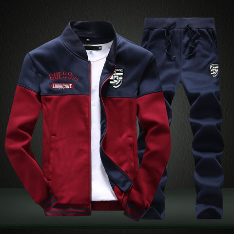 Image of 2019 spring suit men's new sportswear autumn suit clothing sportswear men's zipper sweatshirt + sports pants men's sports suit