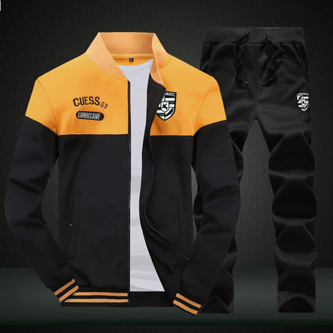 Image of 2019 spring suit men's new sportswear autumn suit clothing sportswear men's zipper sweatshirt + sports pants men's sports suit