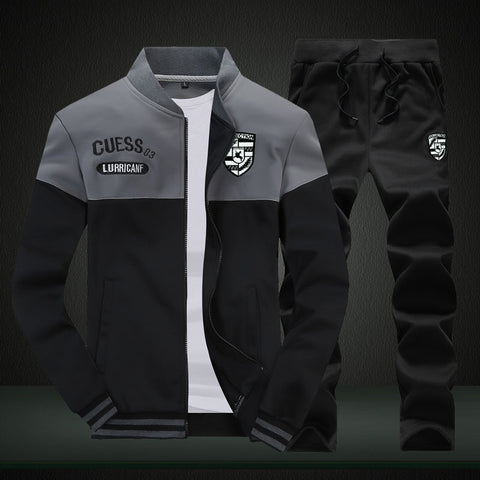 Image of 2019 spring suit men's new sportswear autumn suit clothing sportswear men's zipper sweatshirt + sports pants men's sports suit