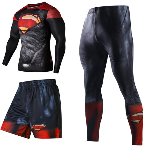 Image of Superhero Compression Tracksuits Men's Sport Suit Quick Dry Running sets Clothes Sports Joggers Training Gym Fitness Man Set