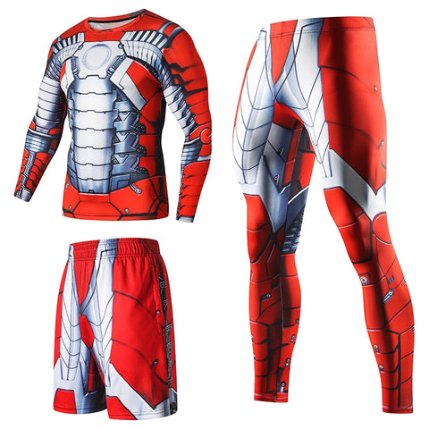 Image of Superhero Compression Tracksuits Men's Sport Suit Quick Dry Running sets Clothes Sports Joggers Training Gym Fitness Man Set
