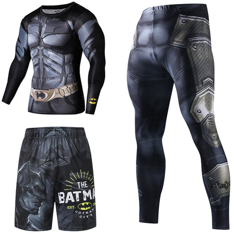 Image of Superhero Compression Tracksuits Men's Sport Suit Quick Dry Running sets Clothes Sports Joggers Training Gym Fitness Man Set