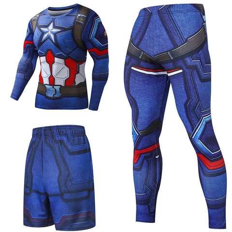 Image of Superhero Compression Tracksuits Men's Sport Suit Quick Dry Running sets Clothes Sports Joggers Training Gym Fitness Man Set