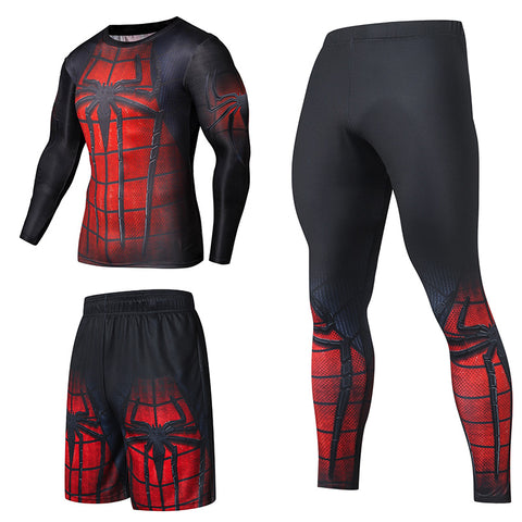 Image of Superhero Compression Tracksuits Men's Sport Suit Quick Dry Running sets Clothes Sports Joggers Training Gym Fitness Man Set