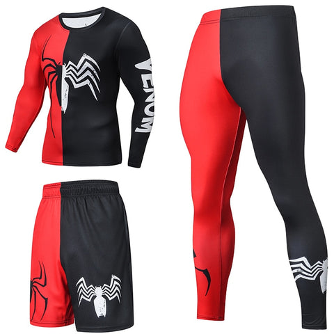 Image of Superhero Compression Tracksuits Men's Sport Suit Quick Dry Running sets Clothes Sports Joggers Training Gym Fitness Man Set