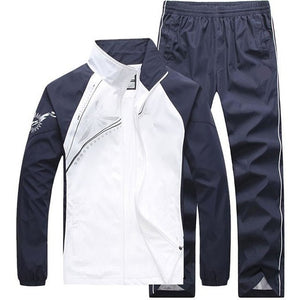 New Men's Set Spring Autumn Men Sportswear 2 Piece Set Sporting Suit Jacket+Pant Sweatsuit Male Clothing Tracksuit Size 5XL