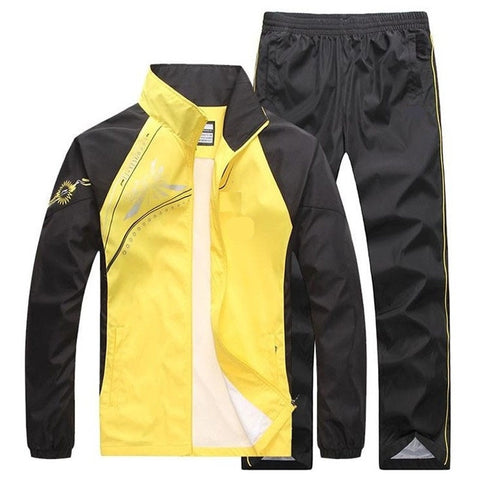 Image of New Men's Set Spring Autumn Men Sportswear 2 Piece Set Sporting Suit Jacket+Pant Sweatsuit Male Clothing Tracksuit Size 5XL