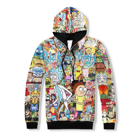 Image of 2019 Fashion Hoodies Hooded+Pants Sweatshirt 2 Piece Set Men Casual Tracksuits 3D Print Rick and Morty Track Suit S-XXL