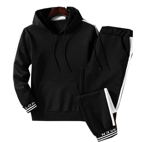 Image of Sets Tracksuit Men Autumn Winter Hooded Sweatshirt Drawstring Outfit Sportswear 2019 Male Suit Pullover Two Piece Set Casual